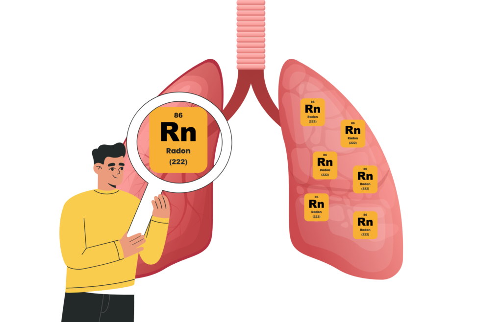 A Picture Displaying that Radon Gas can cause permanent Damage to our Lungs