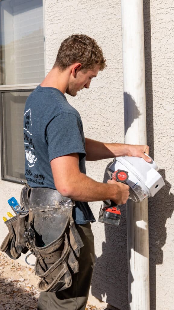 Radon mitigation fan being installed in arizona.